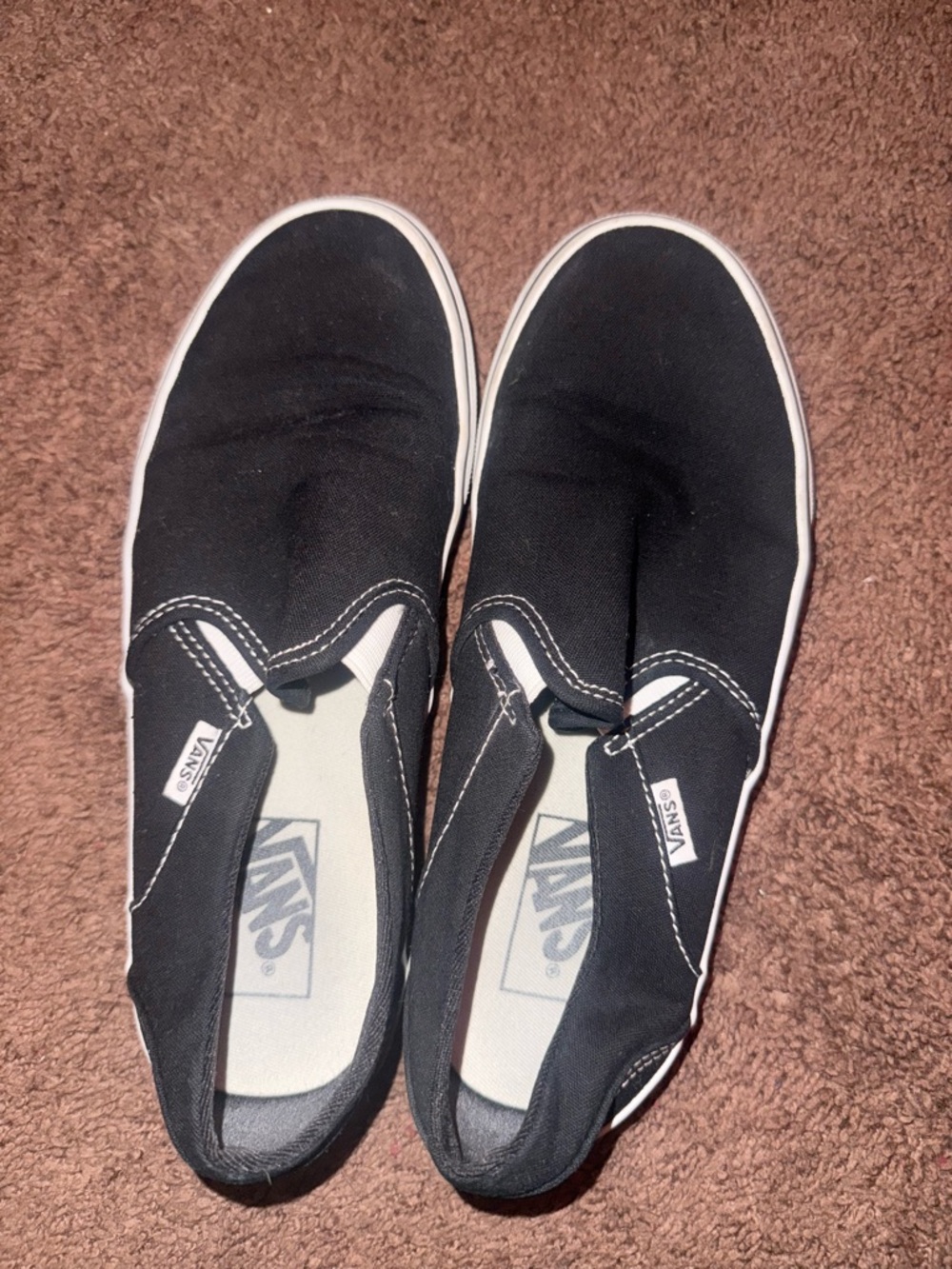 Vans Black Canvas Slip-On Sneakers with White Accents